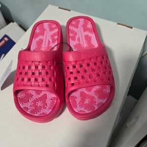 Ashley Blue Size 8‎ Ladies Slides Sandals Comfort Floral Slip On Hot Pink